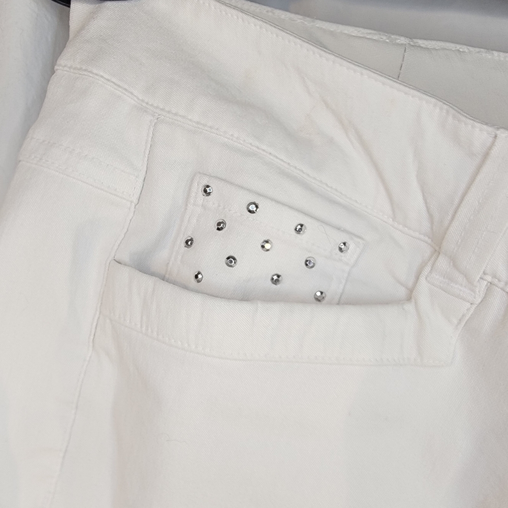 Studded White Jeans- Stretch,  Cropped - Style & Co